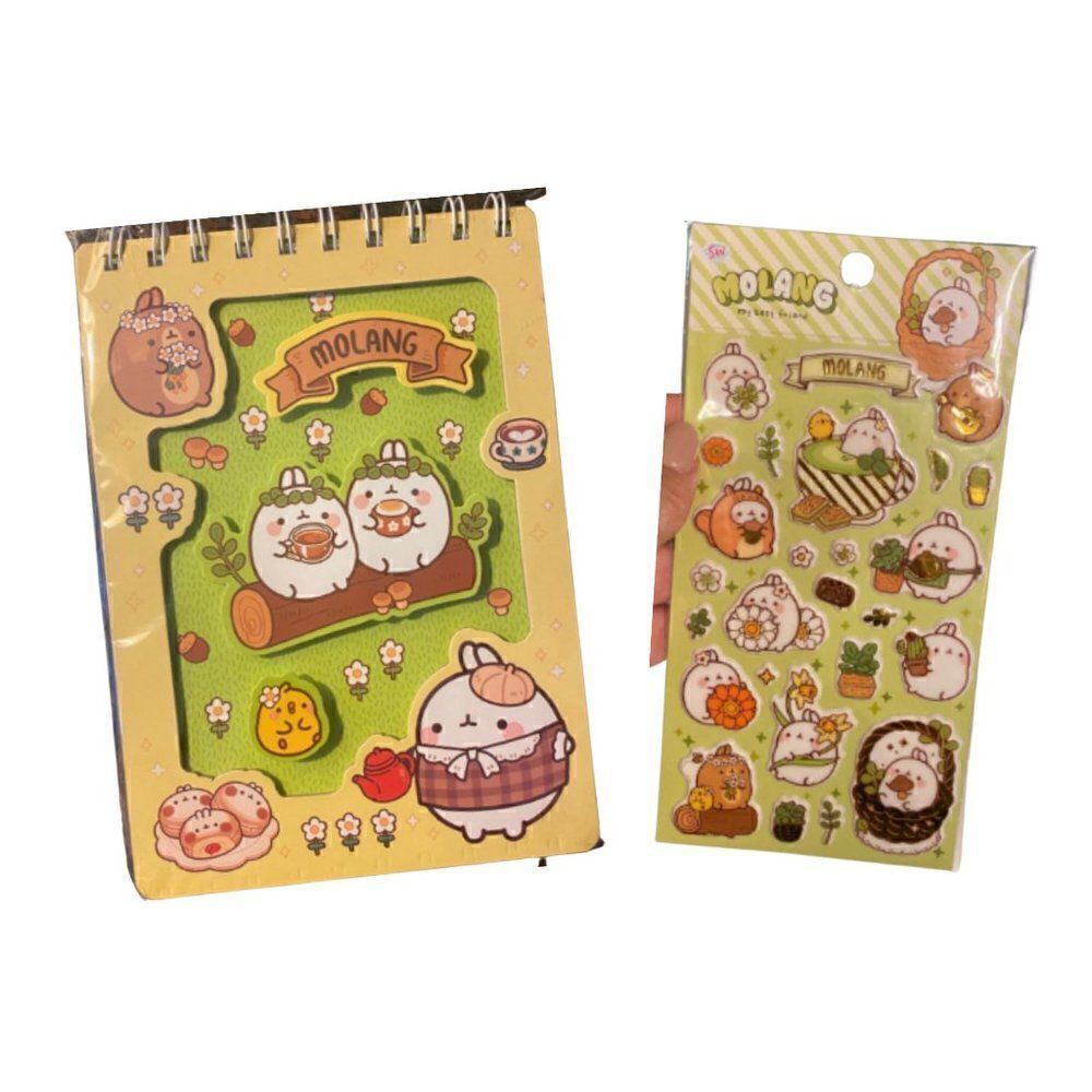 NWT Molang 3D May Day Teatime Cottagecore Notepad & Stickers